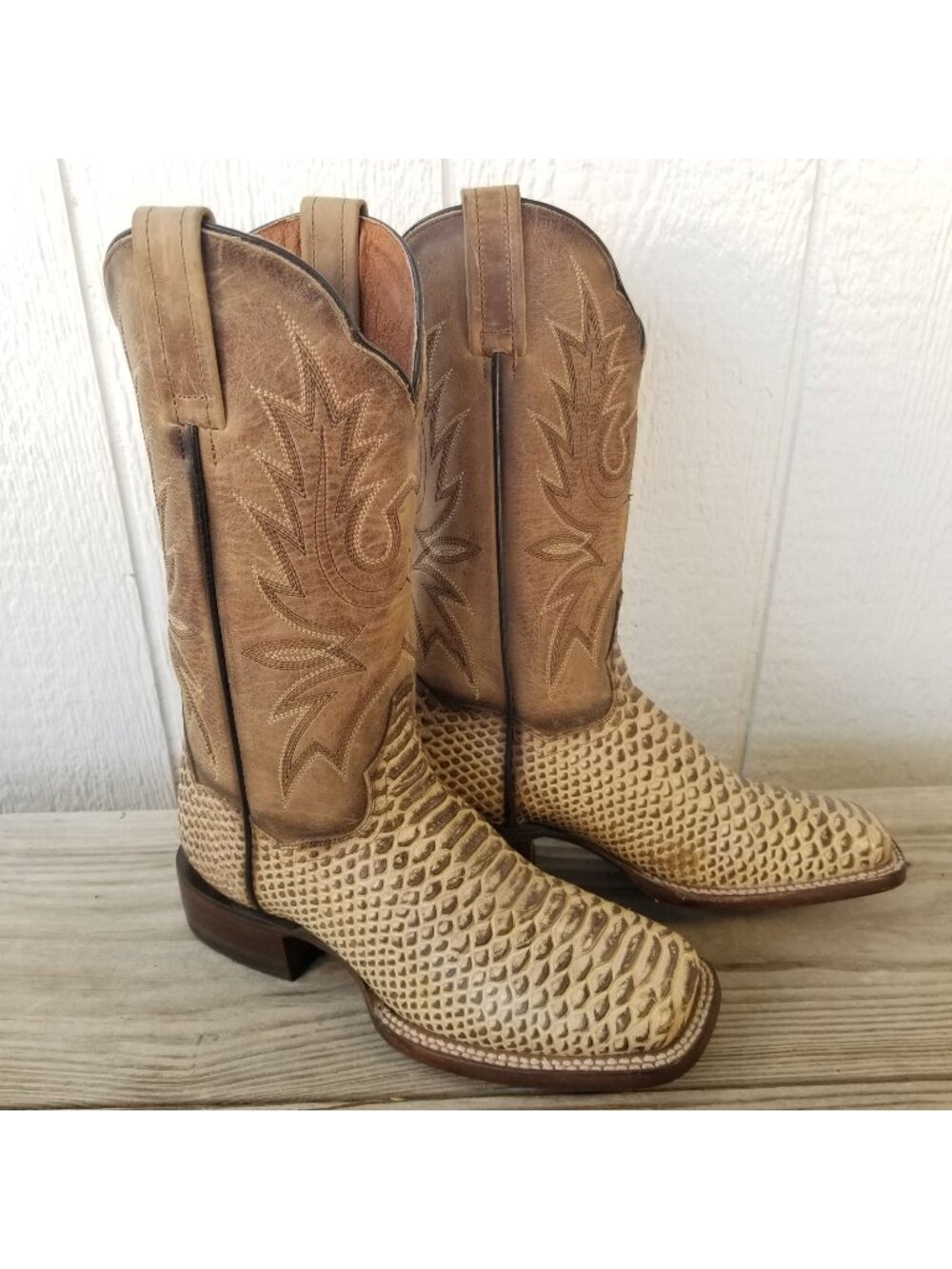 Dan Post Dee Womens Honey Python Print Leather Western Boots 7.5 M DP4939